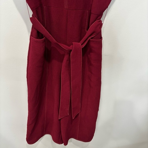 Anthropologie Greylin Bordo Jumpsuit Belted Maroon Red Pockets Size SP - Picture 5 of 12